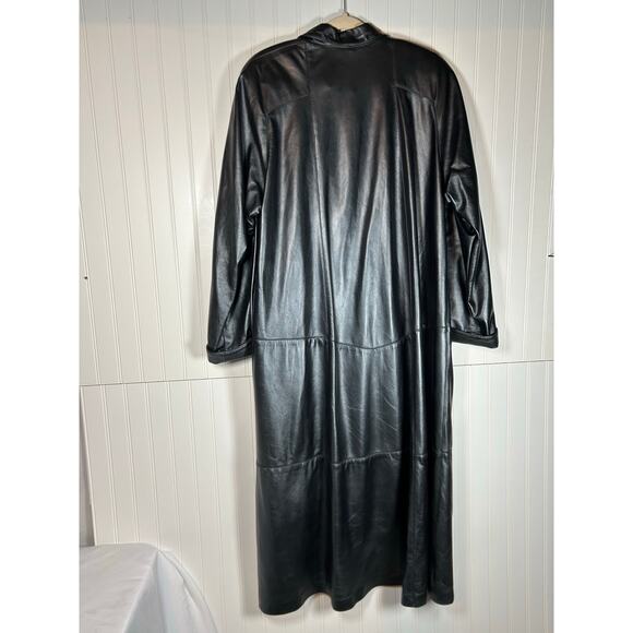 Dero by Rocco D'Amelio Women's metallic black, Leather Long Coat, M the matrix - Picture 3 of 13